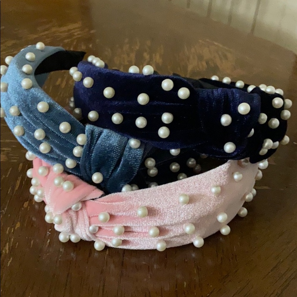 Pearl beaded velvet headbands